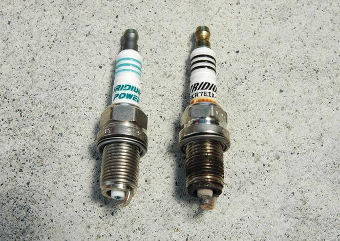 Spark plug a new one and an old one