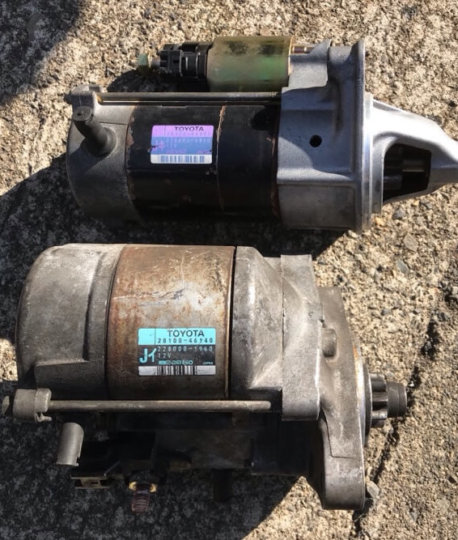 Old and new starter motor